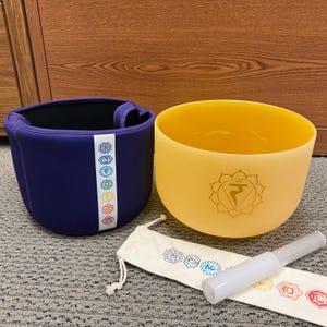 10inch E Note Crystal Singing Bowl: Solar Plexus Chakra, Yellow