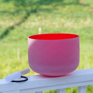 432 hz 10inch C note Red Crystal Singing Bowl Meditation Bowls Root Chakra YOGA with Crystal mallet & Oring, Resonant Healing Sound handmade