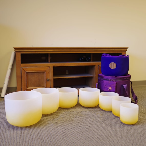 クォーツ　クリスタルボウル　7個セット　A＝432Hz　マレット　バッグ付き クォーツ クリスタルボウル A＝432Hz 7個セット マレット バッグ付き