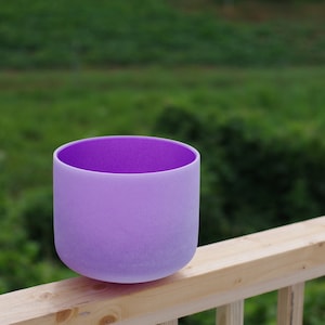 10inch B note Violet Crystal Singing Bowl Meditation Bowls Crown Chakra with a mallet & rubber ring, Resonant Healing Sound all handmade