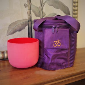 8 Inch C Note Red Crystal Singing Bowl: Root Chakra, Mallet & Bag