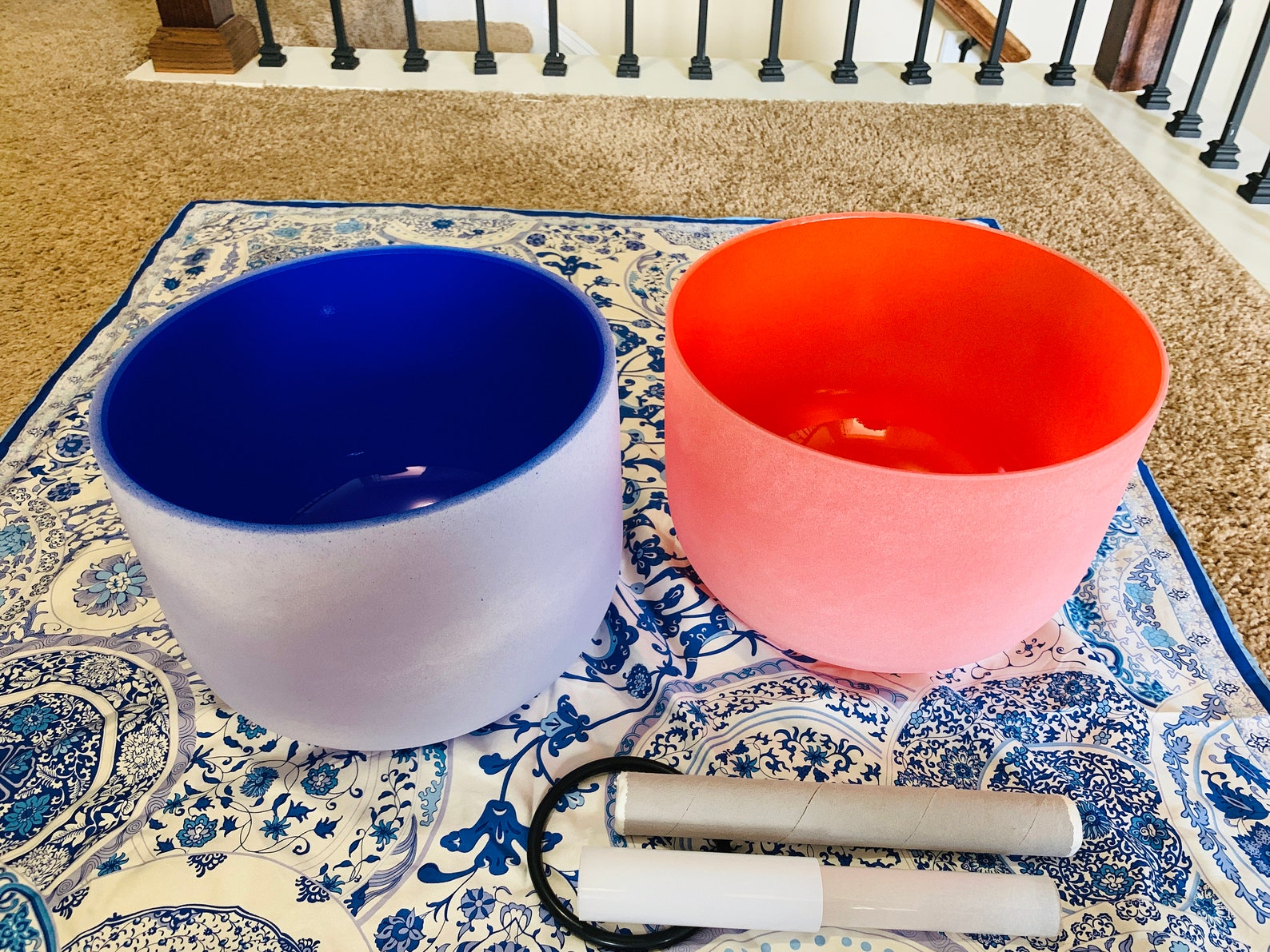 Set of Two Color Quartz Crystal Singing Bowl Set 10inch Etsy