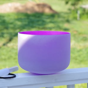 10inch B note Violet Crystal Singing Bowl Meditation Bowls Crown Chakra with Crystal mallet & rubber ring, Resonant Healing Sound handmade