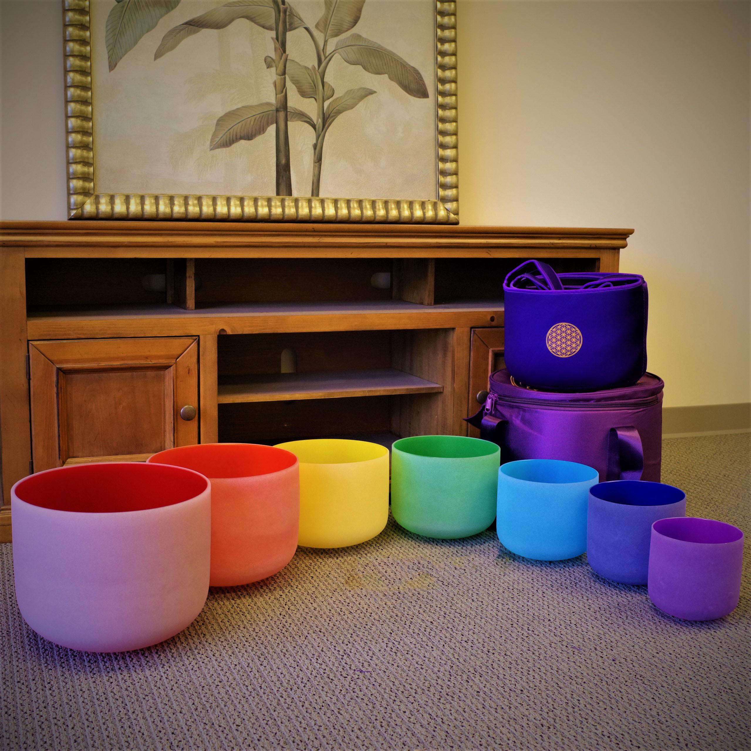440hz Perfect Pitch Hand Crafted 6-12 Inch Crystal singing bowls set, 6+8+10+12inch set, 7+9+11inch set, 7 chakra