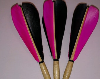 4" wood dart shafts real turkey feathers