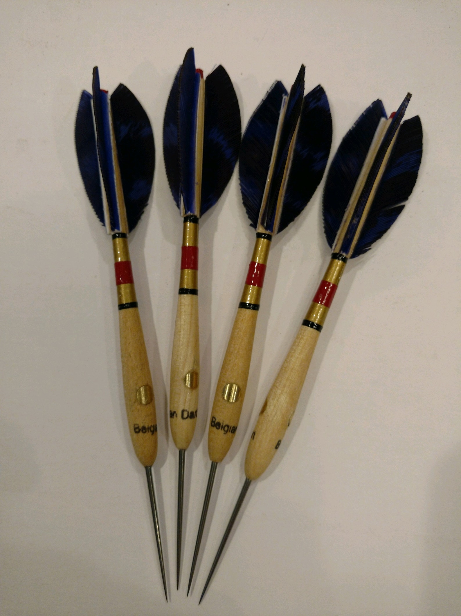 Belgian Darts Set Royal Purple Naturalbarred Feathers Etsy