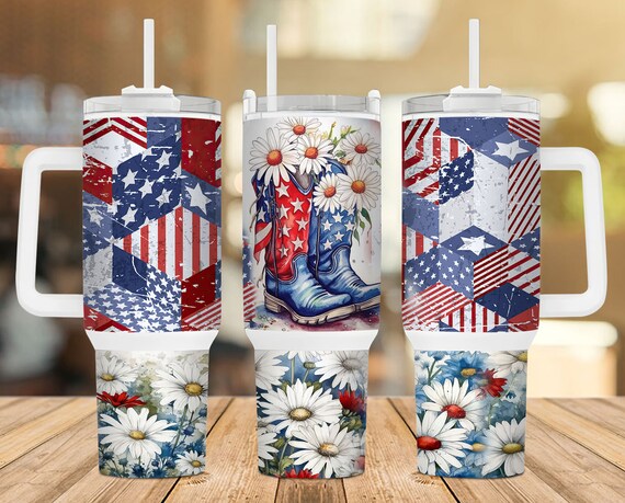 Patriotic Boots 40oz Tumbler Wrap Design PNG Sublimation