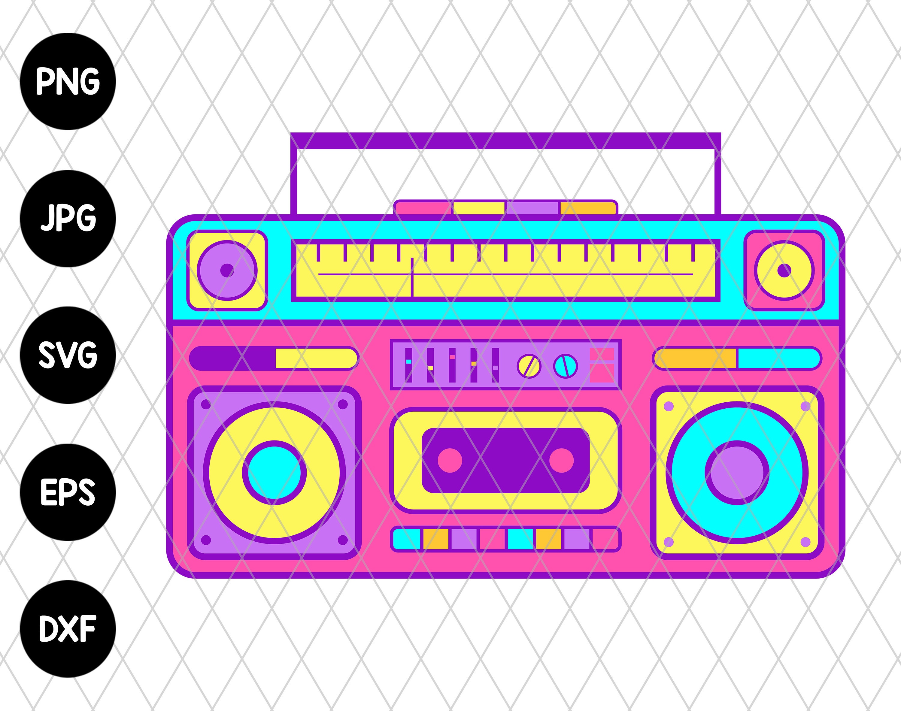 Boombox 80s 90s Retro Stereo Svg file EPS file PNG file JPG - Etsy France