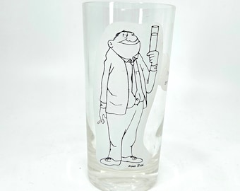 Vintage Willam Box (Wm Box) Barfly Cartoon Highball Glass "I'm never any trouble...I pass out"