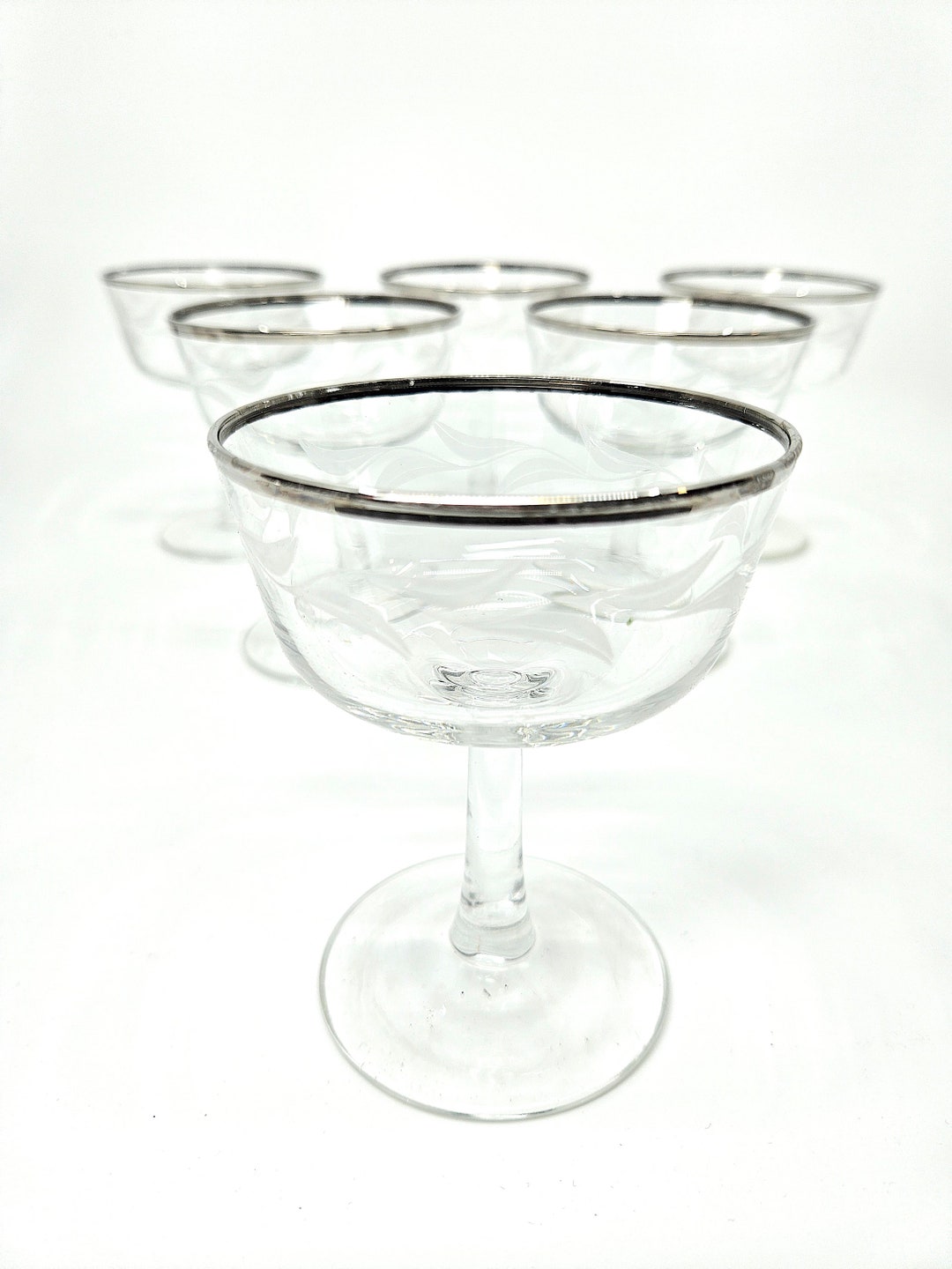 Set of 6 Cristal D'arques Cocktail/champagne Coupes - Platinum Rims ...