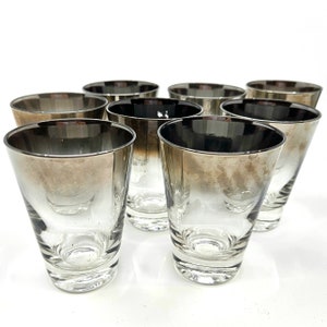 Set of 8 Mercury Fade Silver Ombre Cocktail/Whiskey/Shot Glasses