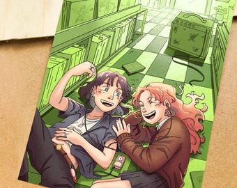 Green yuri print A5 | Mitsuaya print, The guy she was interested in wasn't a guy at all, tgswiiwagaa, kinioto