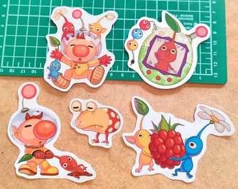 Pikmin sticker pack | Olimar, Bulborb, red pikmin, blue pikmin and yellow pikmin | laptop stickers, journal stickers, sketchbook stickers