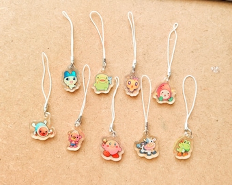 Acrylic phone charms 1" | kirby, pascal, taiko, kuchipatchi, memetchi, mametchi, ichigotchi, mario kart cow
