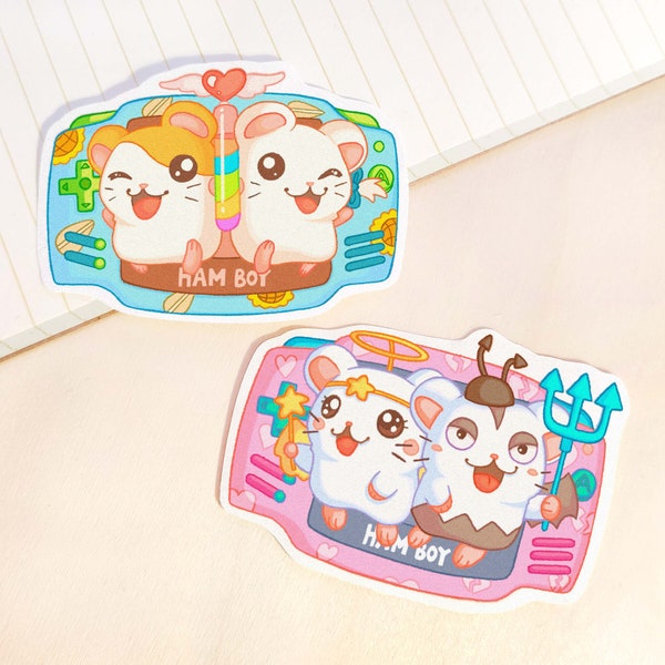 Hamtaro ham ham heartbreak stickers, hamtaro and bijou, harmony and spat | valentine's day gift