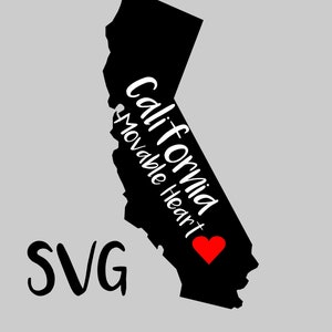 Fichier SVG de l’État de Californie - California Moveable Heart SVG - Fichier d’état. Fichier de coupe NUMÉRIQUE