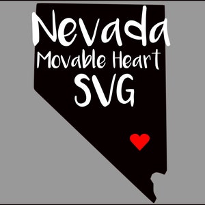 Fichier SVG de l’État du Nevada - Nevada Moveable Heart SVG - Fichier d’état. Fichier de coupe NUMÉRIQUE actif