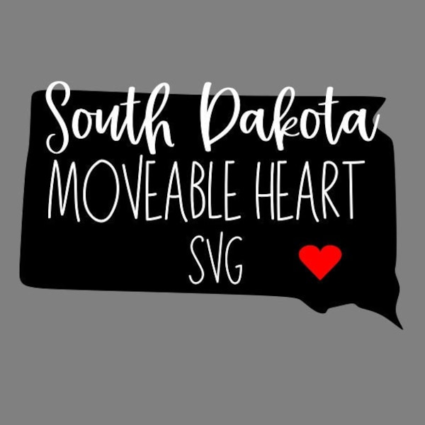 South Dakota State SVG File - South Dakota Moveable Heart SVG - State File. DIGITAL Cut File