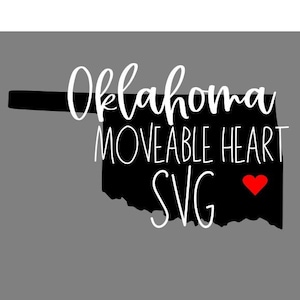 Oklahoma State SVG File - Oklahoma Moveable Heart SVG - State File. DIGITAL Cut File