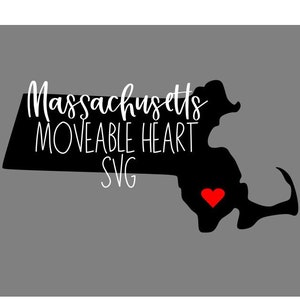 Massachusetts State SVG File - Massachusetts Moveable Heart SVG - State File. DIGITAL Cut File