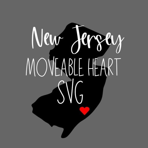 New Jersey State SVG File - New Jersey Moveable Heart SVG - State File. DIGITAL Cut File