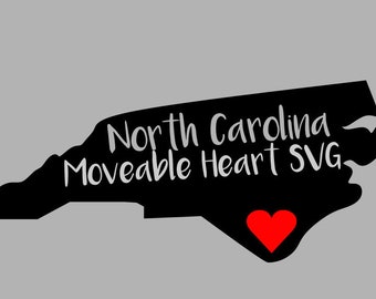North Carolina State SVG File - North Carolina Moveable Heart SVG - State File. DIGITAL Cut Files