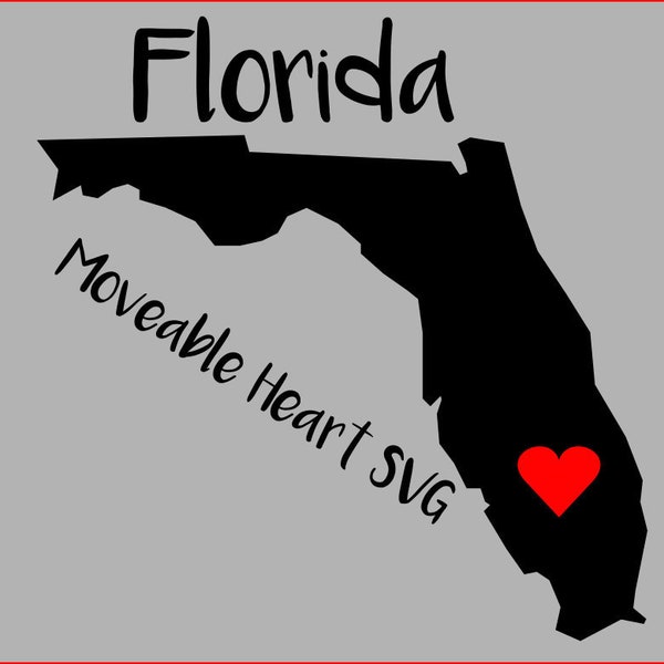Florida State SVG File - Florida Moveable Heart SVG - State File. DIGITAL Cut Files