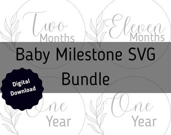 Paquete SVG de hitos del bebé / Calcomanías mensuales para monos / Marcador de mes del bebé SVG / Archivos Cricut y Glowforge