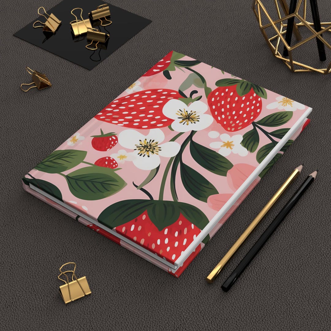 Journal Pretty Notes Strawberry Floral Hardcover Journal: Pretty Note-taking Diary - Etsy