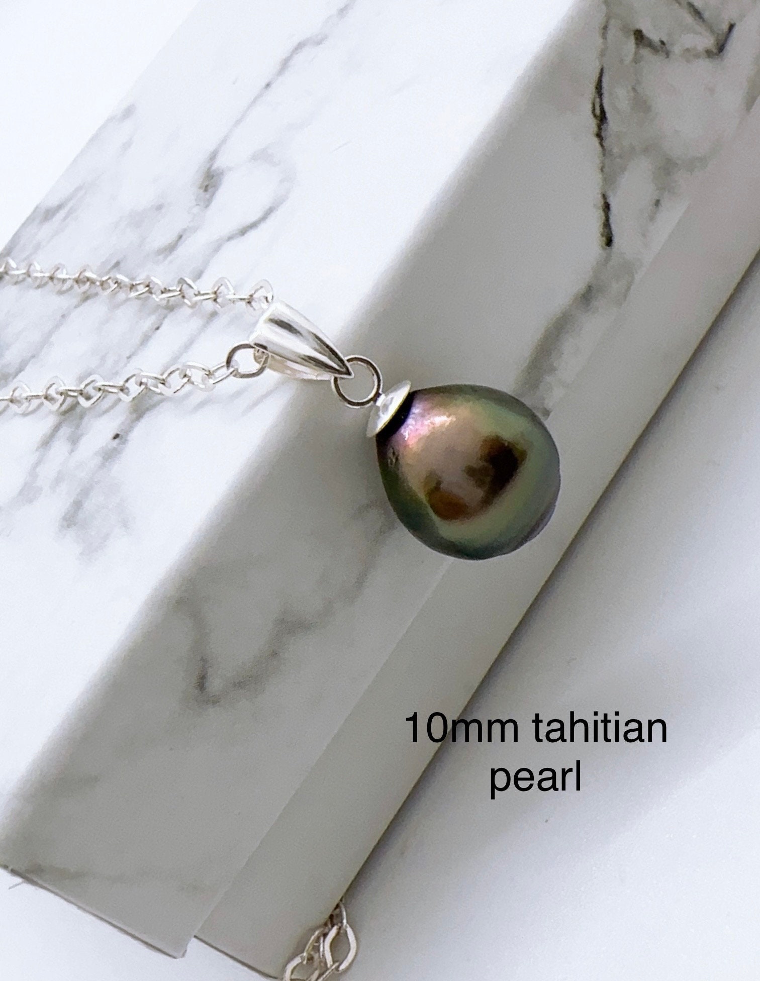 925 sterling silver Nature Tahitian 8mm pearl Earrings or 10mm necklace