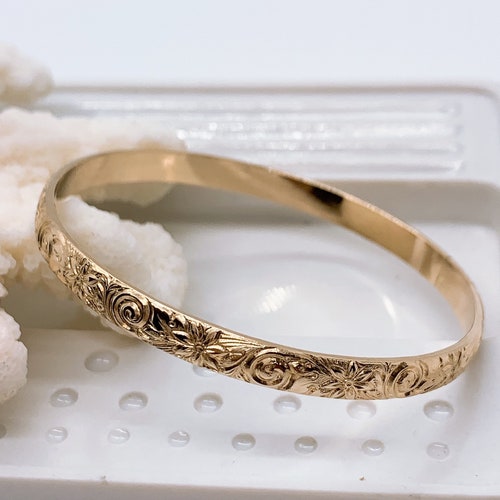 4MM Hawaiian 14kt Gold Filled Kids Bangle Size 5 to 6 1/2 Etsy