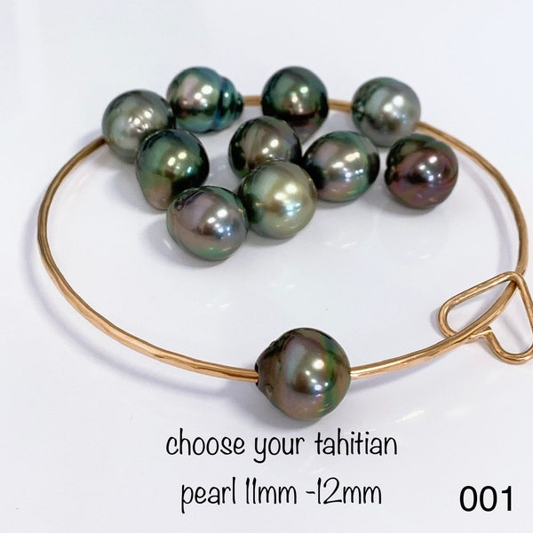 14kt Gold Fill 14 Gauge Hawaiian Bracelets with real natural Tahitian pearls and heart charm
