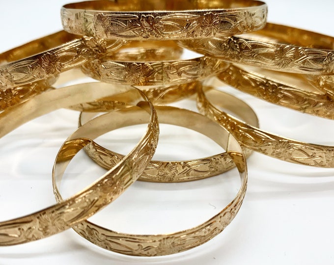 14 Karat Hawaiian Bangle, Pualani Design, 15mm Wide Etsy