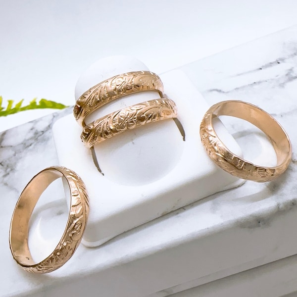 4mm 14kt gold fill Hawaiian Pattern Ring priced per single