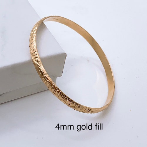 7mm Hawaiian 14kt Gold Fill Bangle Etsy