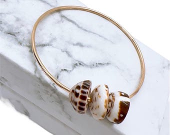 14kt Gold Fill Hawaiian Puka shell Bangle 14 gauge