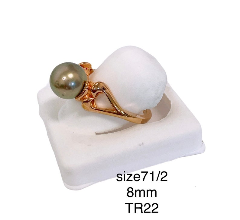 14kt Rose Gold Heavy plating over .925 silver Ring with 8mm Tahitian pearl size 7 12