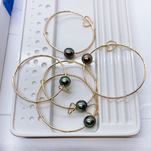 14kt Gold Fill Hawaiian Baby Bangle with real natural Tahitian pearls