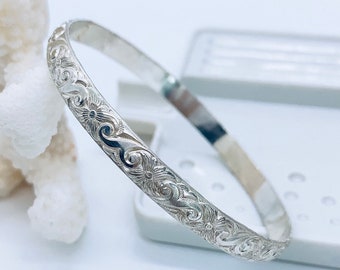 Bracelet jonc de style hawaïen en argent sterling .925, 7 mm