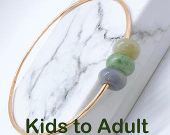 14kt Gold Fill 16 Gauge Natural Jade  bead Bracelets Kids  to Adult Size JB56