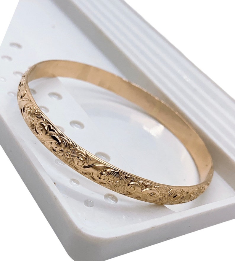 7mm Hawaiian 14kt Gold Fill Bangle Etsy
