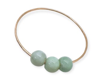 14kt Gold Fill 14 Gauge Natural Jade  3  bead Bracelets