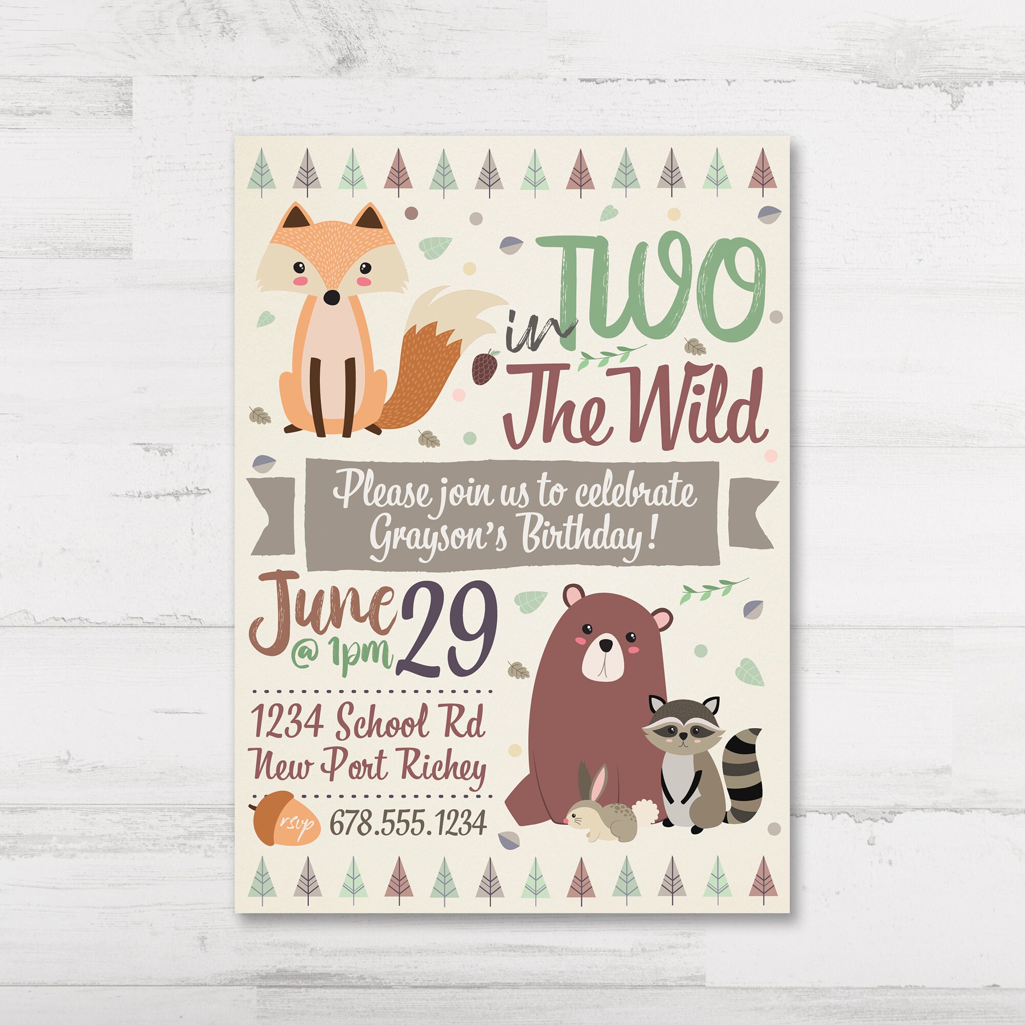 Two Wild Birthday Invitation Digital Print Etsy