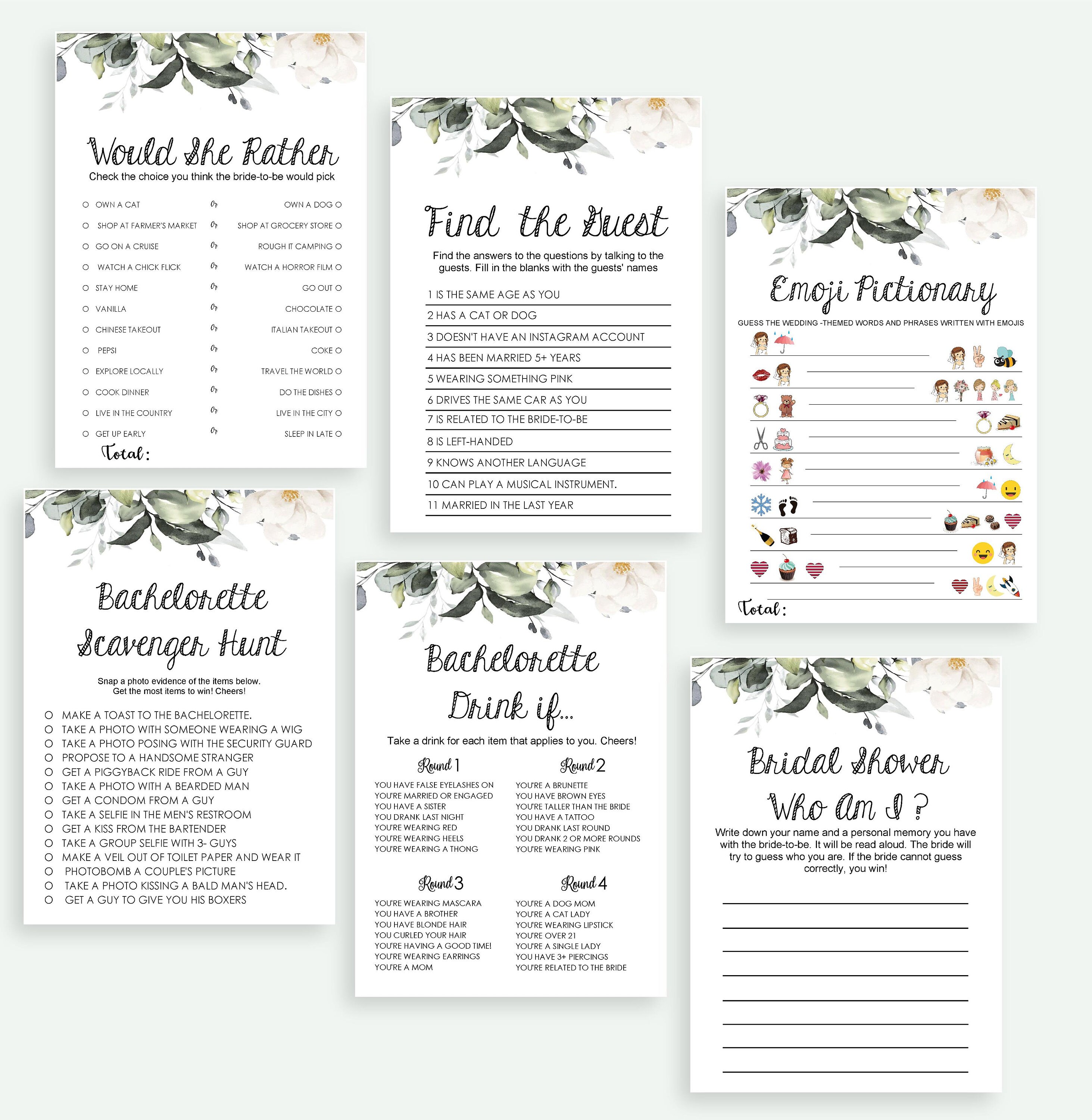 Bridal Shower Games Drink If Best Wedding Shower Games. Etsy