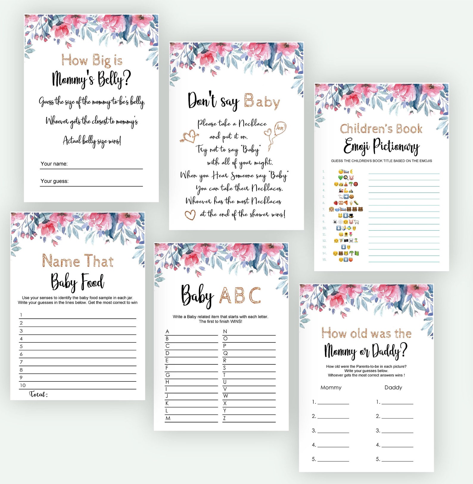 Baby Shower Games of Printable Baby Predictions and Advice | Etsy