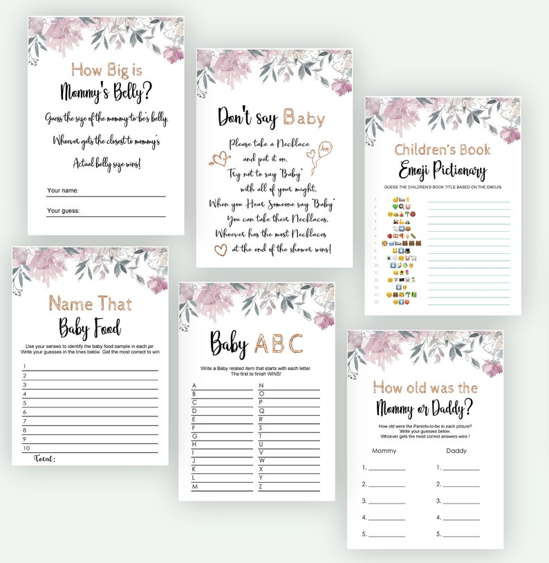 Baby Shower Games Scattergories Template Printable | Etsy