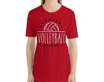 Chargers Volleyball Mom Red Unisex t-shirt