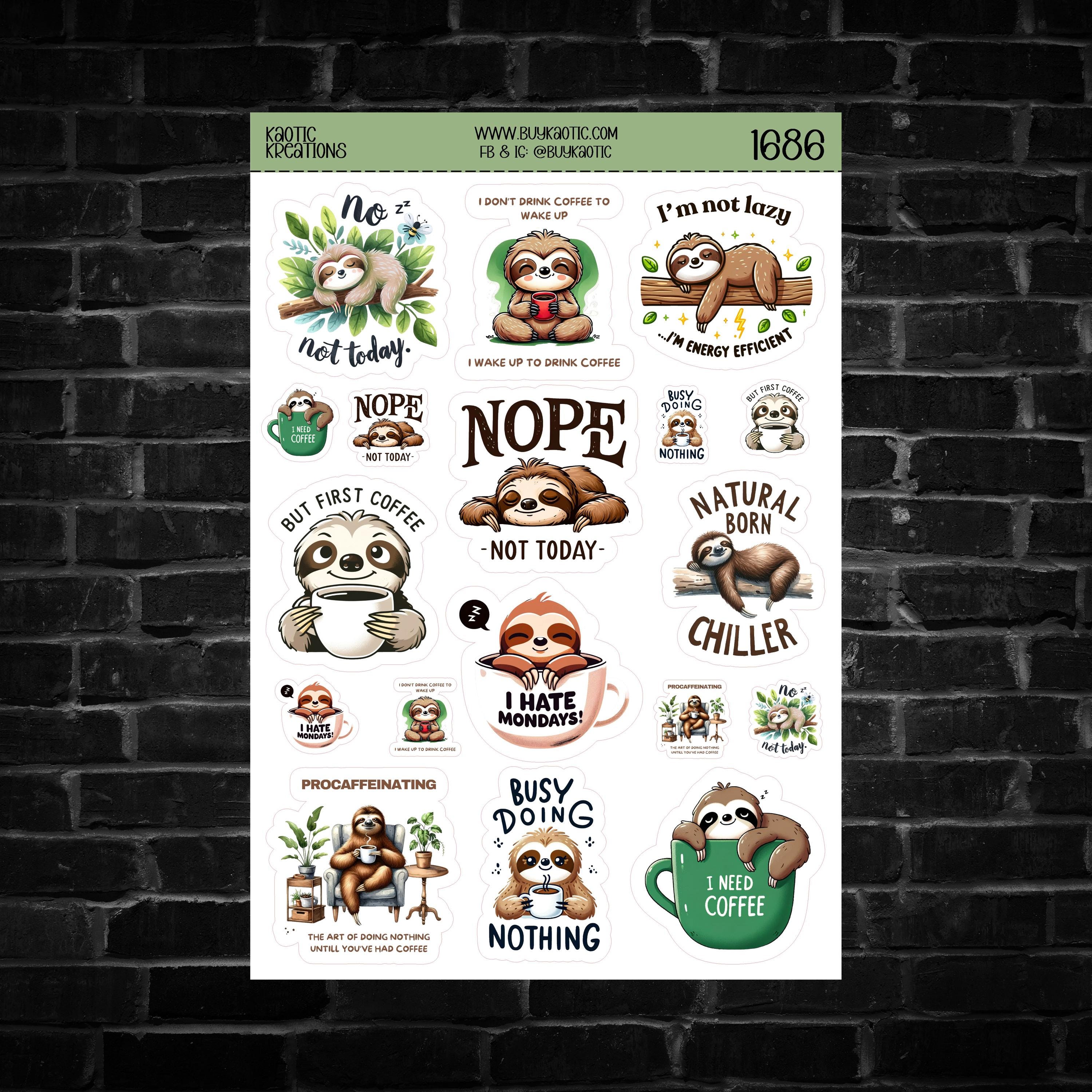 Funny Sloths Sticker Sheet - Etsy