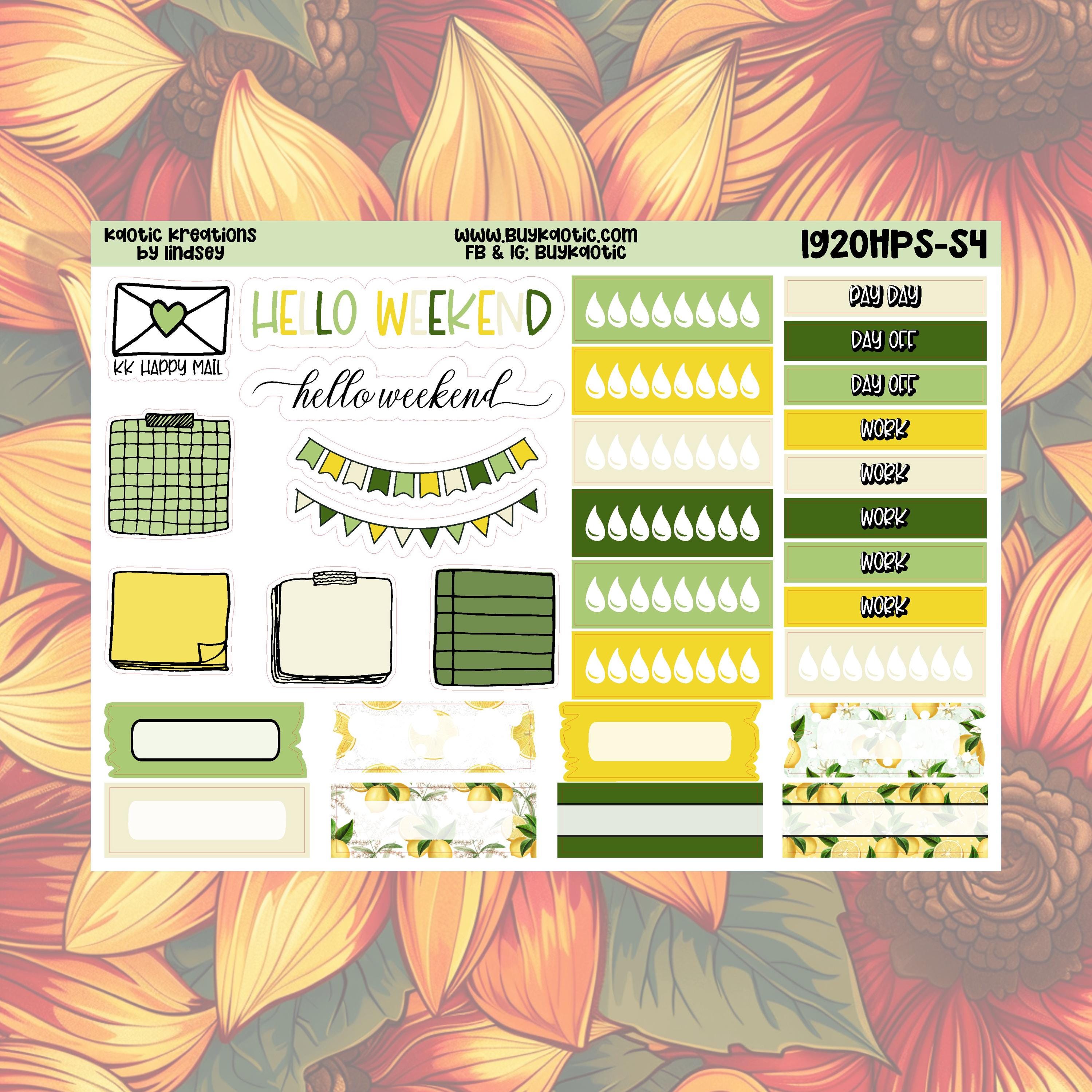 Lemonade HP Skinny Weekly Sticker Kit - Etsy