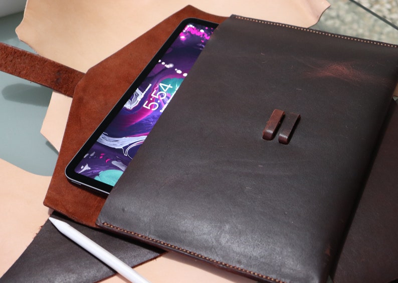 iPad leather case magazine leather handbag minimalist briefcase for iPad preaching Jehovah witness pioneer carry track custom veg tanned lea